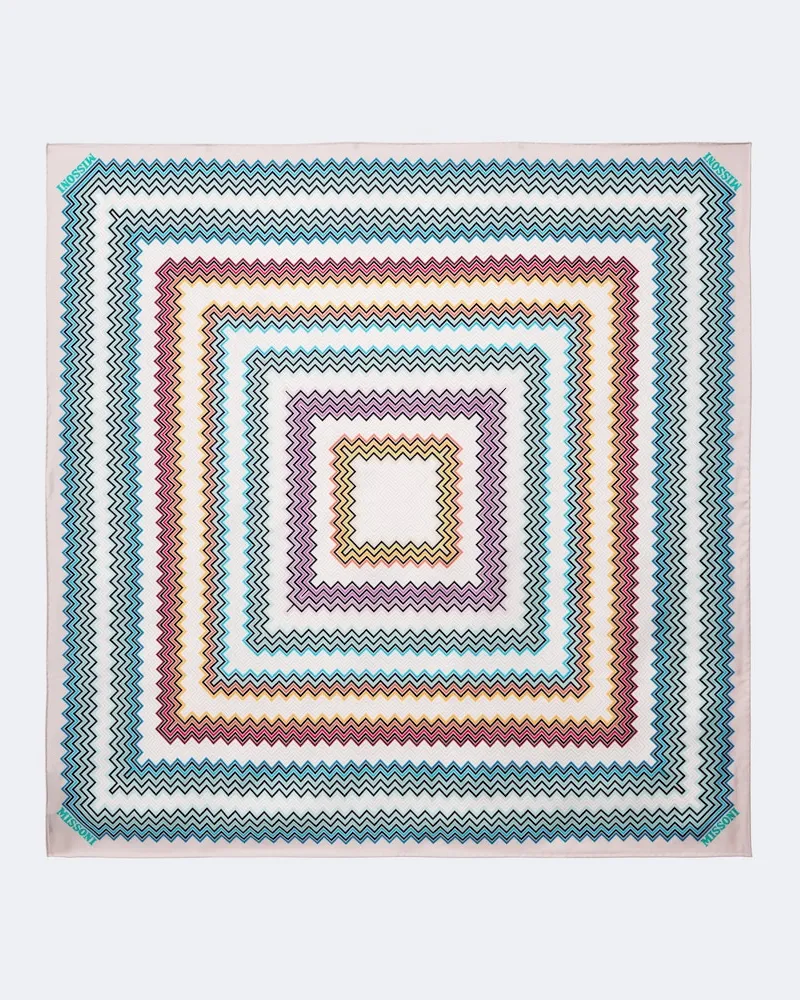 Missoni Sciarpa in twill di seta a zig zag Multicolore