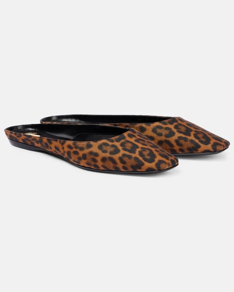 Saint Laurent Mules Lido con stampa leopardata Marrone