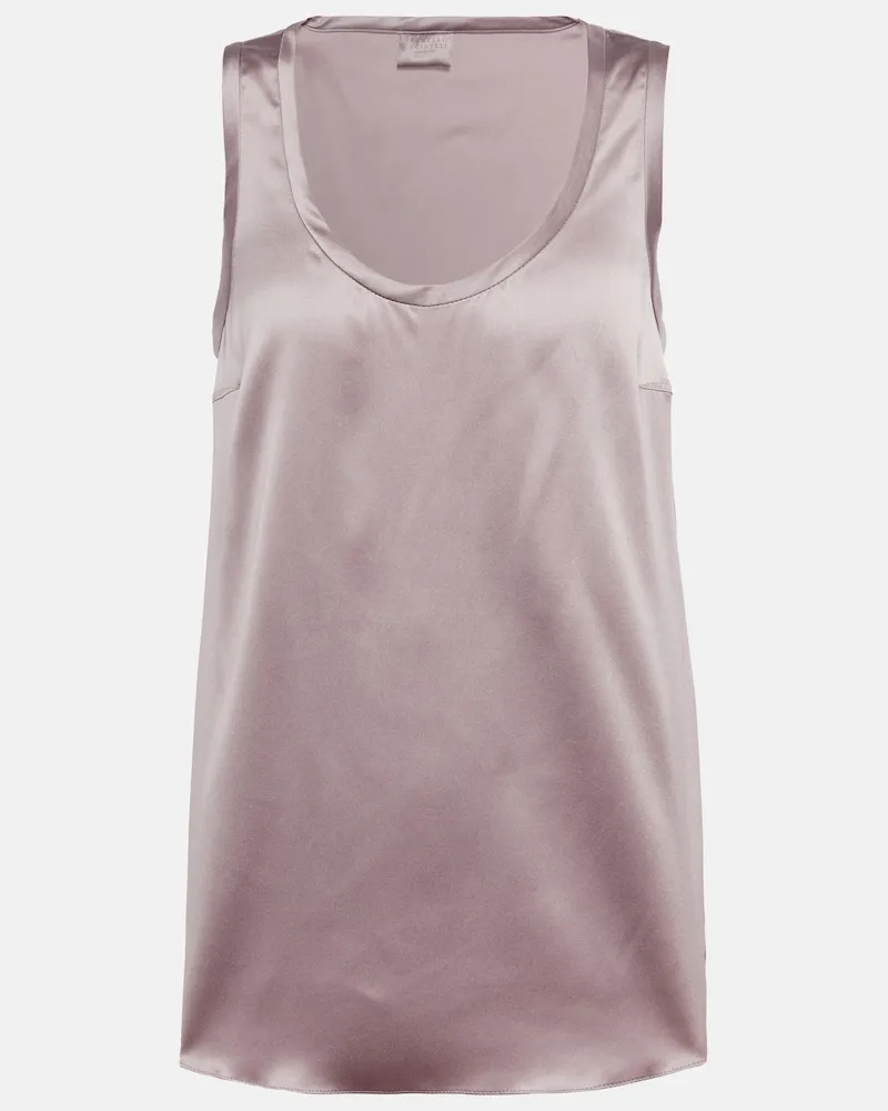 Brunello Cucinelli Tank top in misto seta Viola