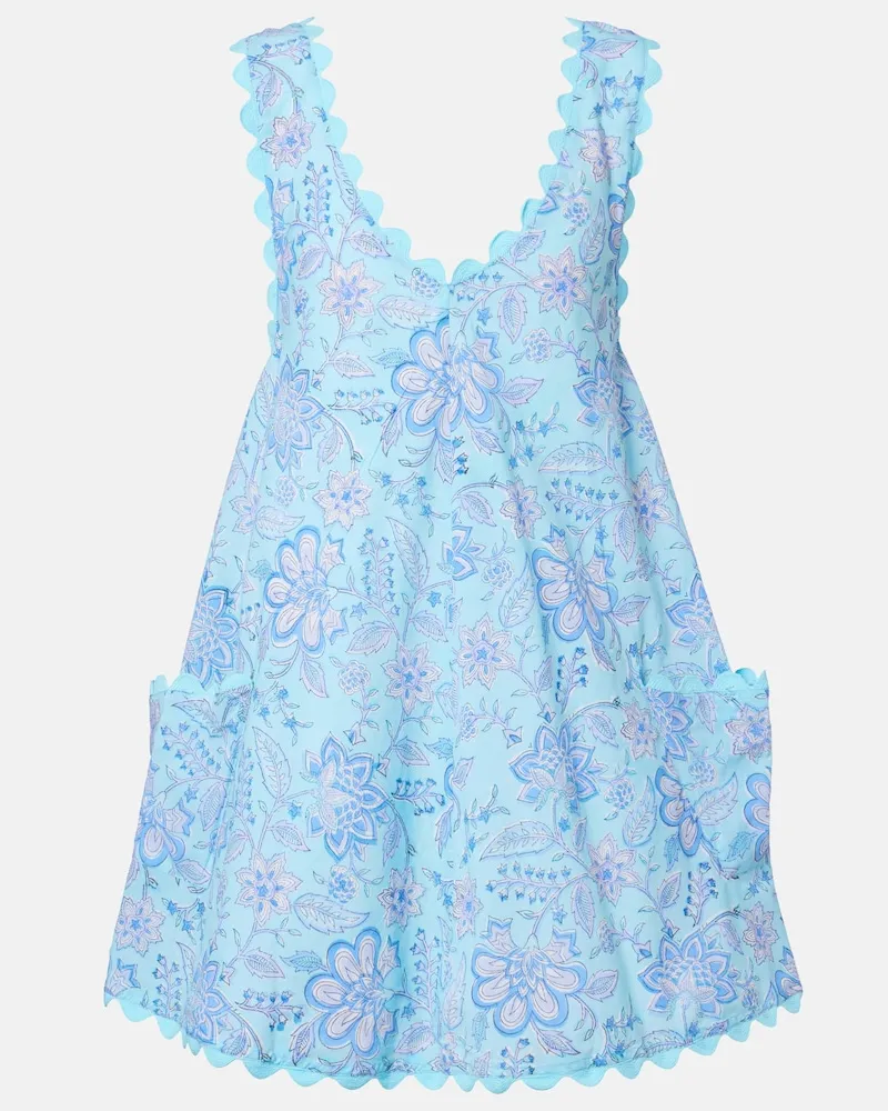 Juliet Dunn Abito corto in cotone floreale Blu
