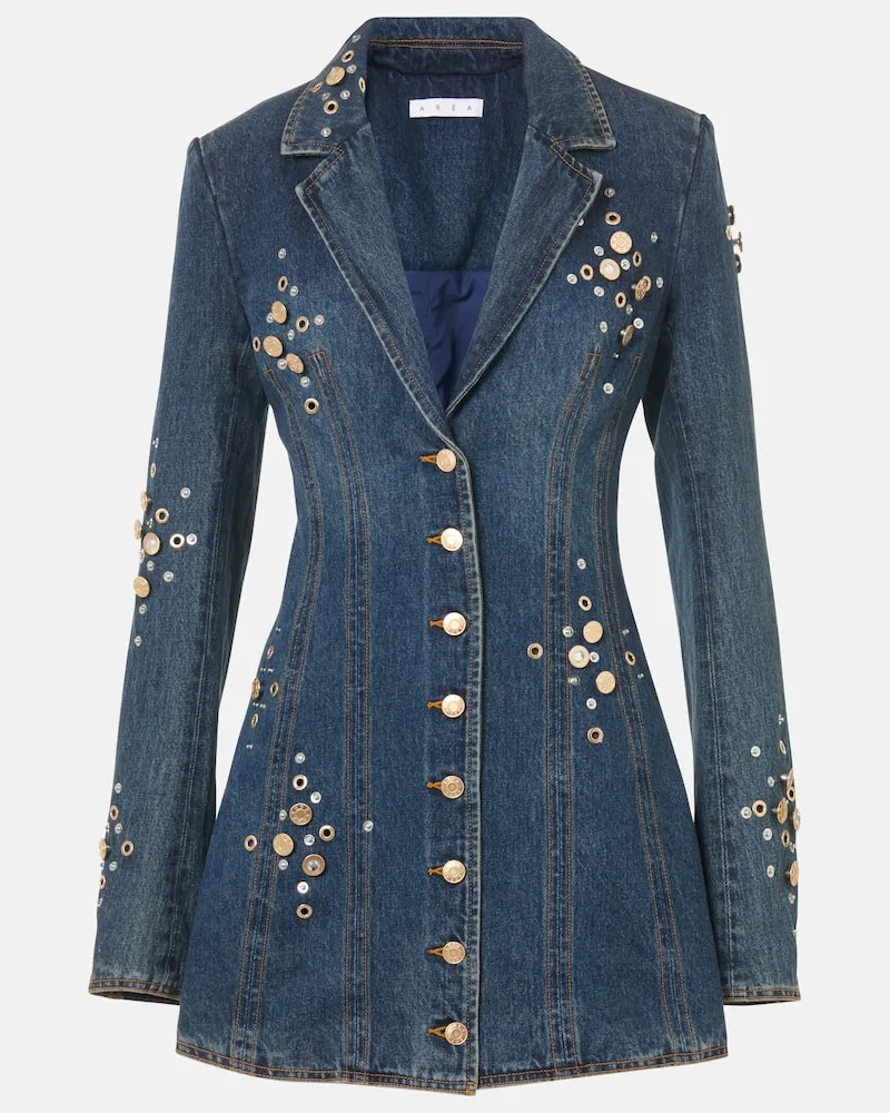Area Abito blazer di jeans con cristalli Blu
