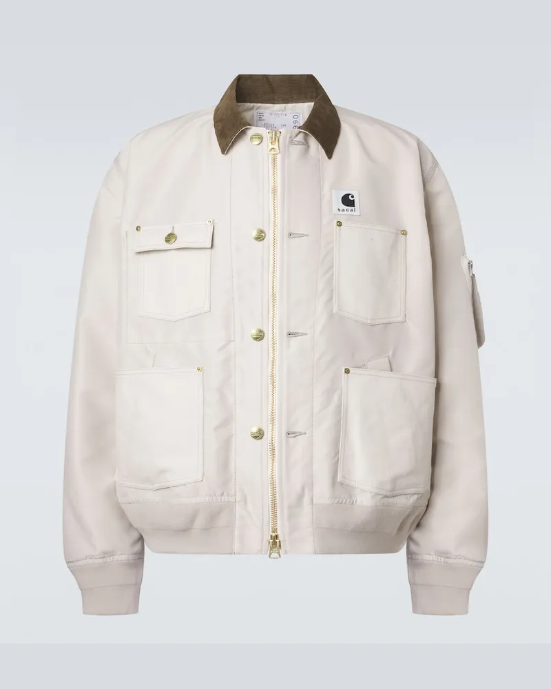Sacai x Carhartt WIP - Giacca blouson in twill Bianco