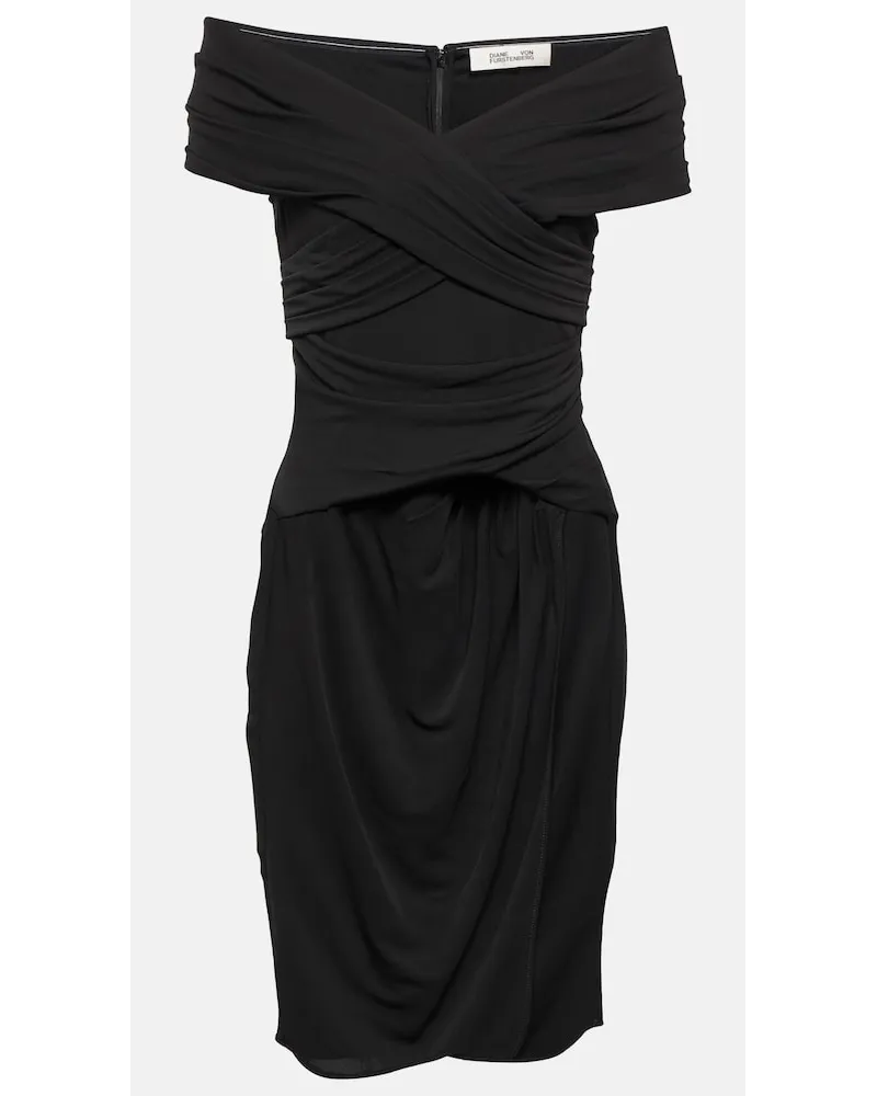Diane von Furstenberg Miniabito in jersey con scollo bardot Nero