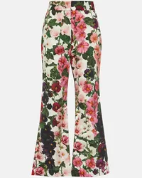 Oscar de la Renta Pantaloni flared in misto cotone cropped Multicolore