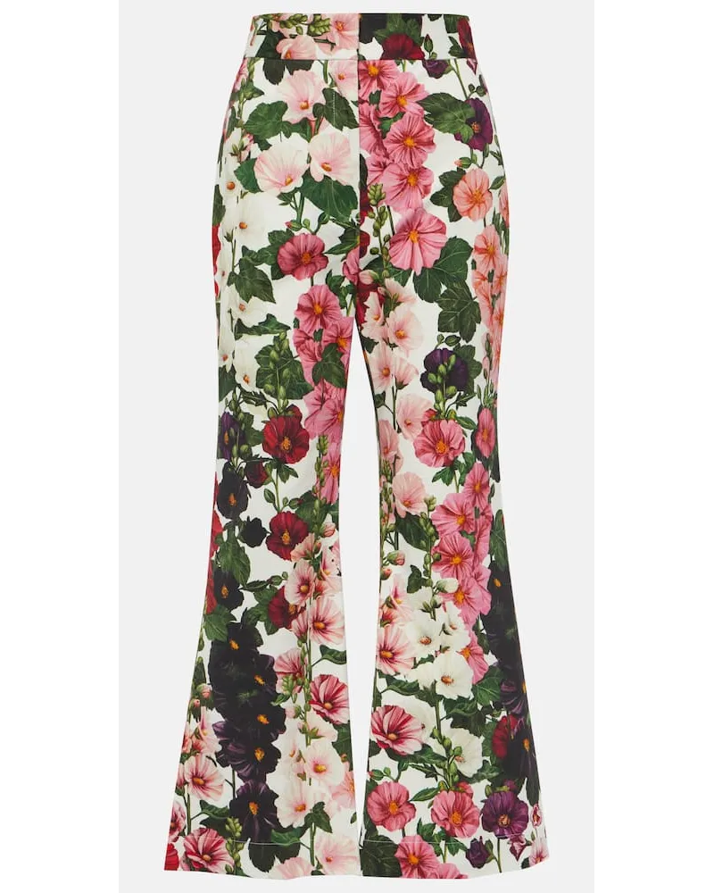 Oscar de la Renta Pantaloni flared in misto cotone cropped Multicolore