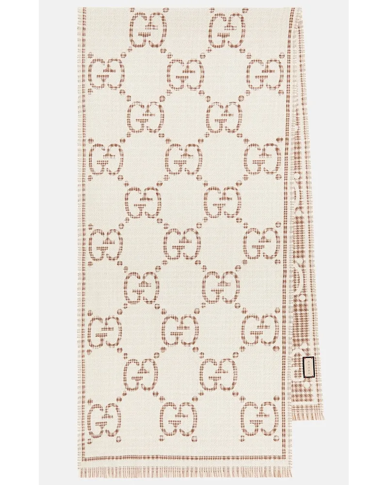 Gucci Sciarpa in jacquard di misto lana GG Multicolore