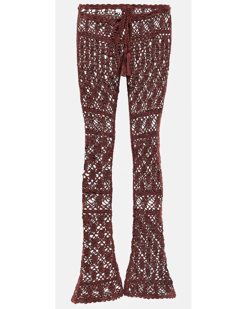 Anna Kosturova Pantaloni a vita media in crochet Marrone