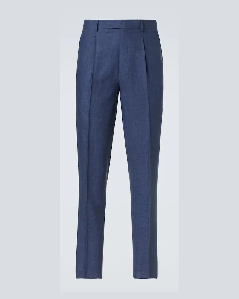 Ermenegildo Zegna Pantaloni slim in lino Blu