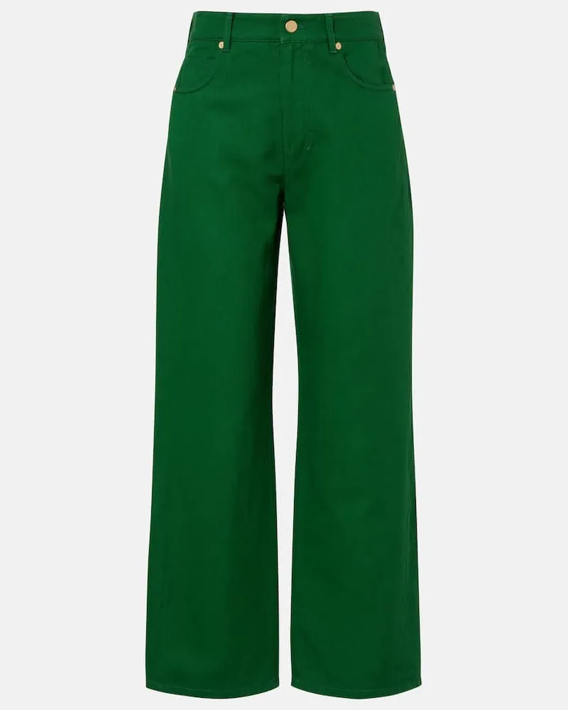 Max Mara Pantaloni Onorata in cotone e lino a gamba larga Verde