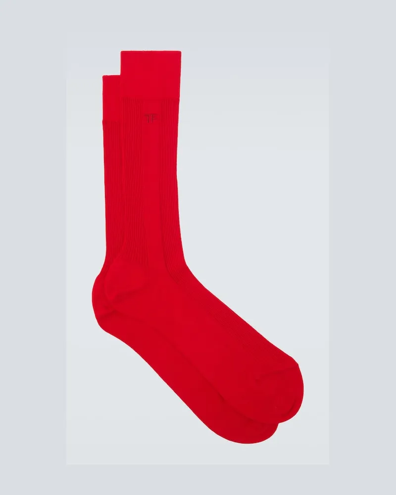 Tom Ford Calzini in maglia di cotone a coste Rosso