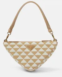 Prada Borsa a spalla Symbole Mini in pelle Beige