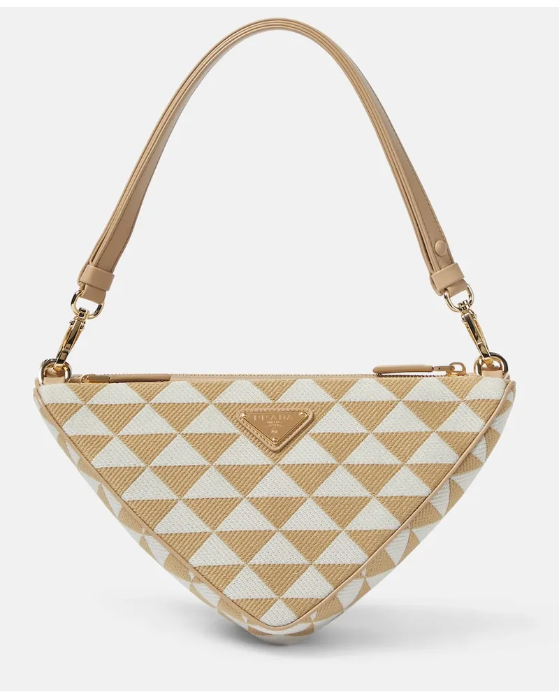 Prada Borsa a spalla Symbole Mini in pelle Beige