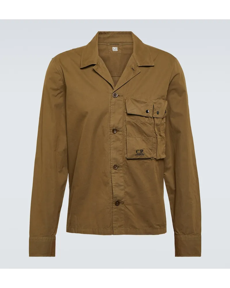 C.P. Company Giacca camicia in gabardine di cotone Marrone