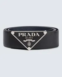 Prada Cintura in pelle con logo Nero