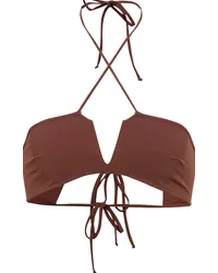 Nensi Dojaka Top bikini con scollo all’americana Marrone