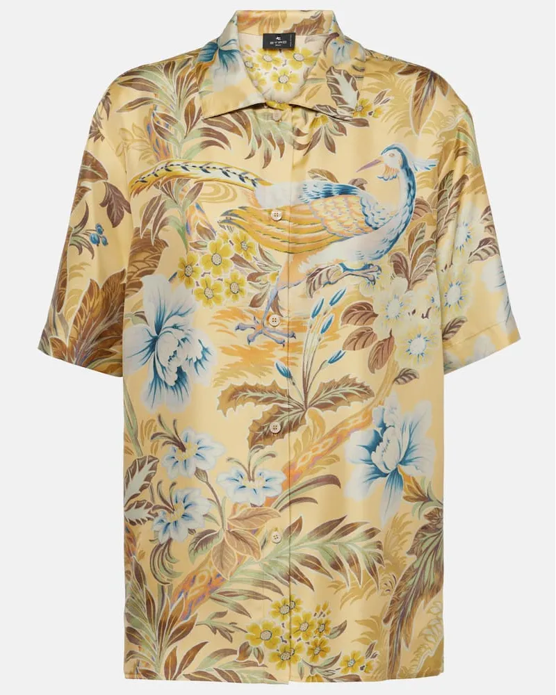 Etro Camicia in seta con stampa floreale Giallo