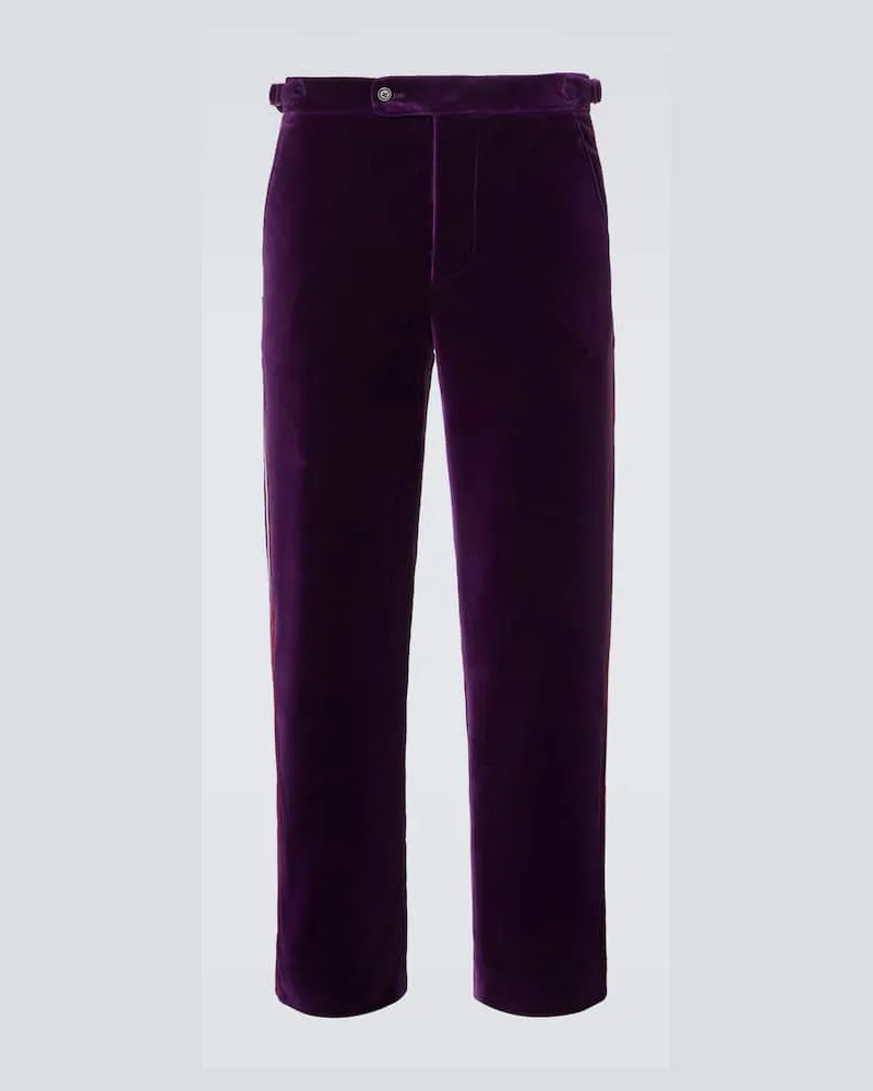 BODE Pantaloni da abito Showcase in velluto di cotone Viola
