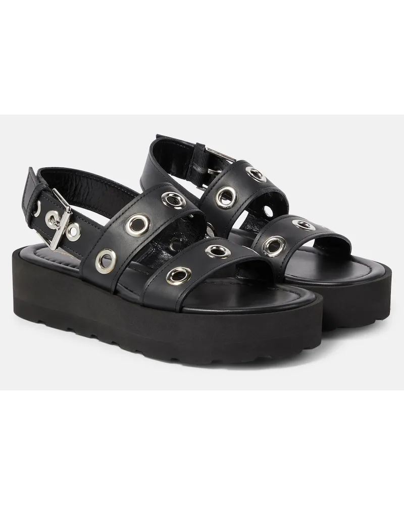 Gianvito Rossi Sandali in pelle con zeppa Nero