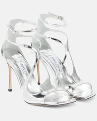 Jimmy Choo Sandali Azia in pelle metallizzata Argento