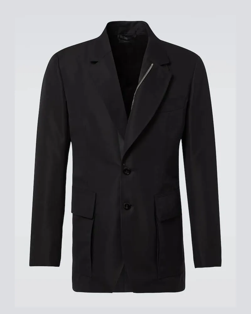 Tom Ford Blazer in misto cotone con pelle Nero