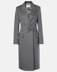 Valentino Garavani Cappotto in lana e cashmere con fiocco Grigio