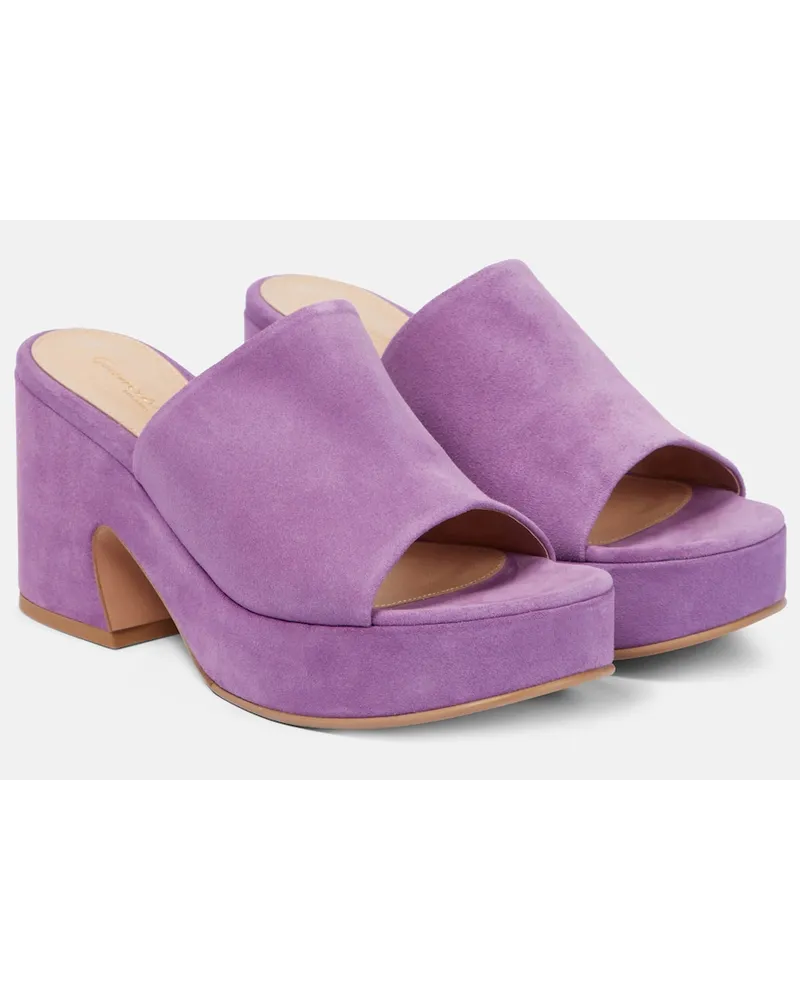 Gianvito Rossi Sandali in suede con plateau Viola