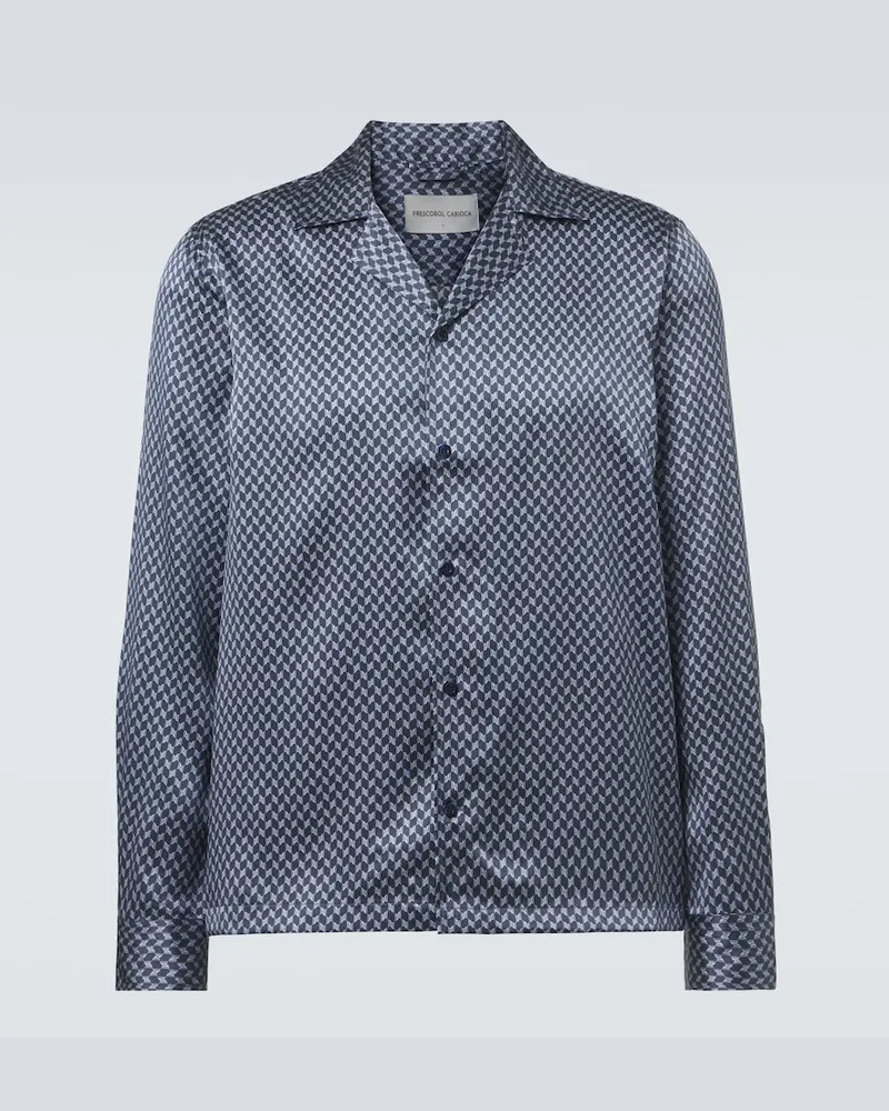 Frescobol Carioca Camicia Safra in seta Blu