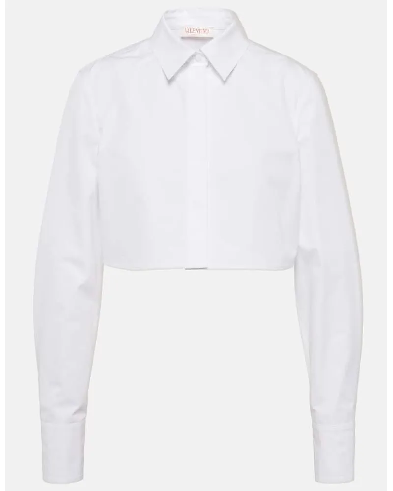 Valentino Garavani Camicia cropped in popeline di cotone Bianco