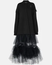 Simone Rocha Abito lungo in jersey con tulle Nero