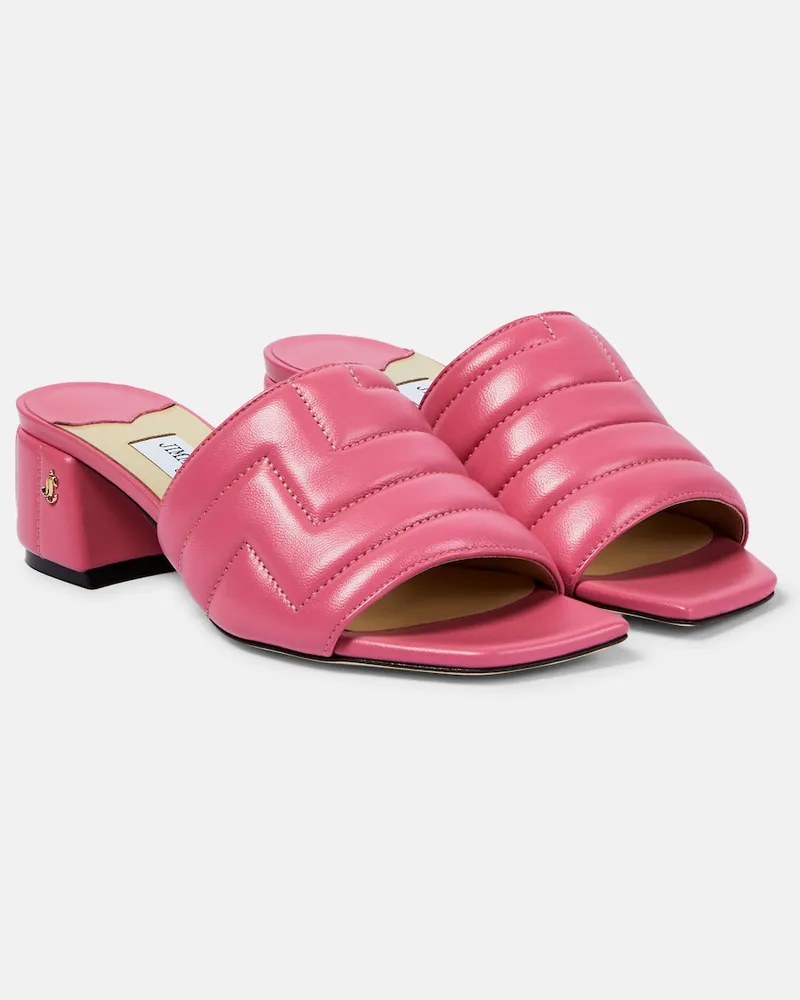 Jimmy Choo Mules Themis in pelle matelassÃ Rosa