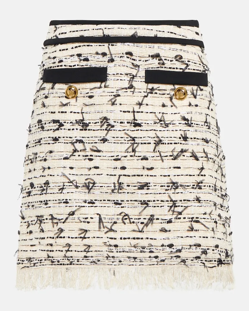 Giambattista Valli Minigonna in tweed con frange Bianco