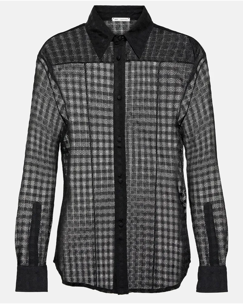 AMI Paris Camicia in pizzo a quadri Nero