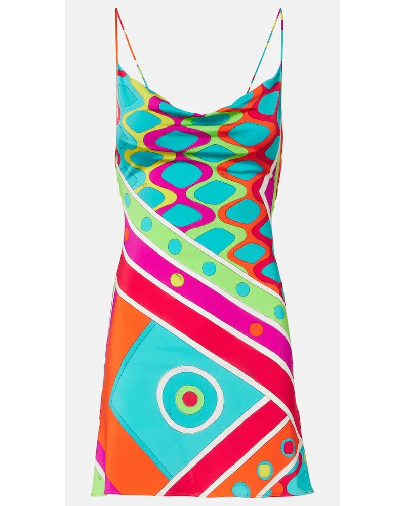 Emilio Pucci Abito corto Vivara in raso Multicolore