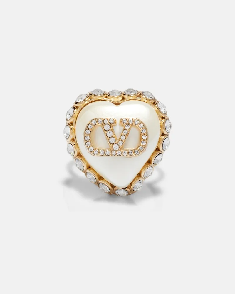 Valentino Garavani Anello VLogo con perla bijoux Oro