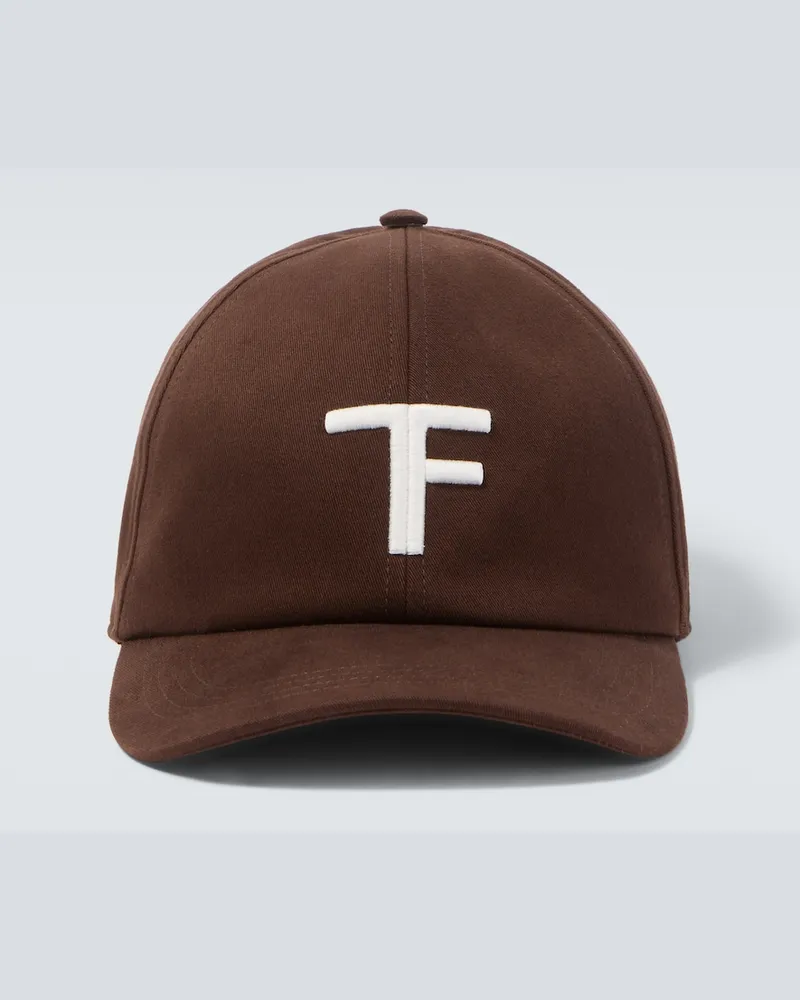 Tom Ford Cappello da baseball in canvas e pelle Marrone