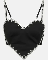 Area Top cropped Heart con cristalli Nero