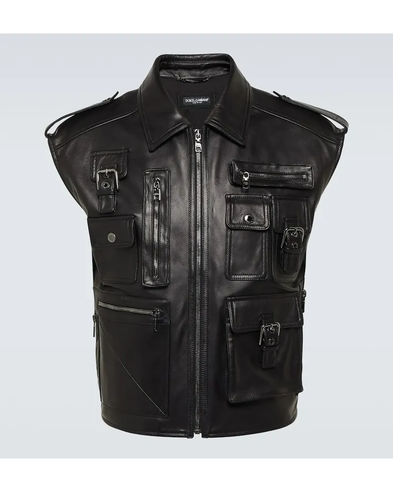 Dolce & Gabbana Gilet in pelle Nero