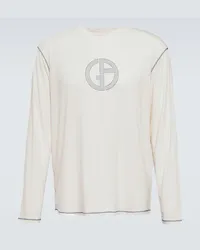 Giorgio Armani Top in jersey con logo Bianco