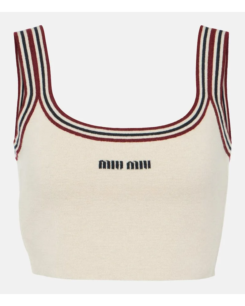 Miu Miu Top cropped in cashmere Beige