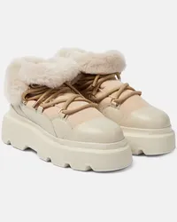 INUIKII Stivaletti in pelle e shearling Bianco