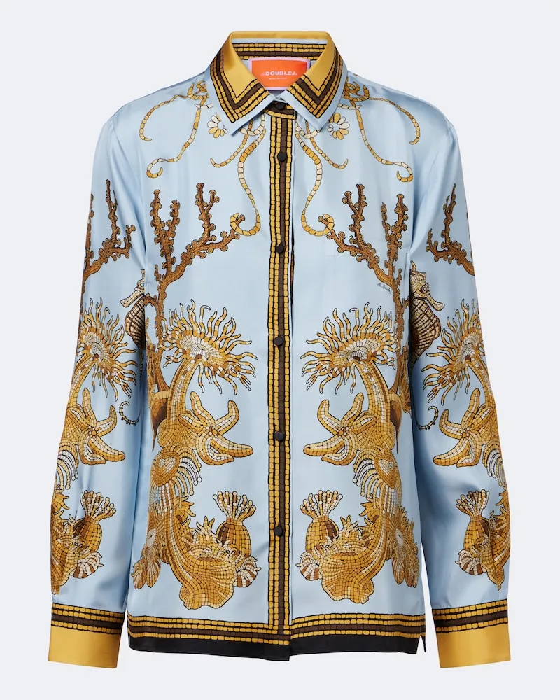 La DoubleJ Camicia Boy in satin di seta con stampa Multicolore