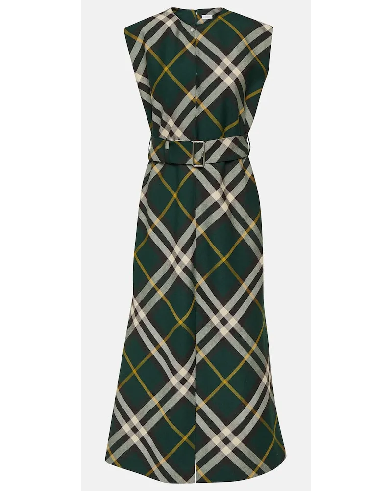 Burberry Abito midi in lana Burberry Check Verde