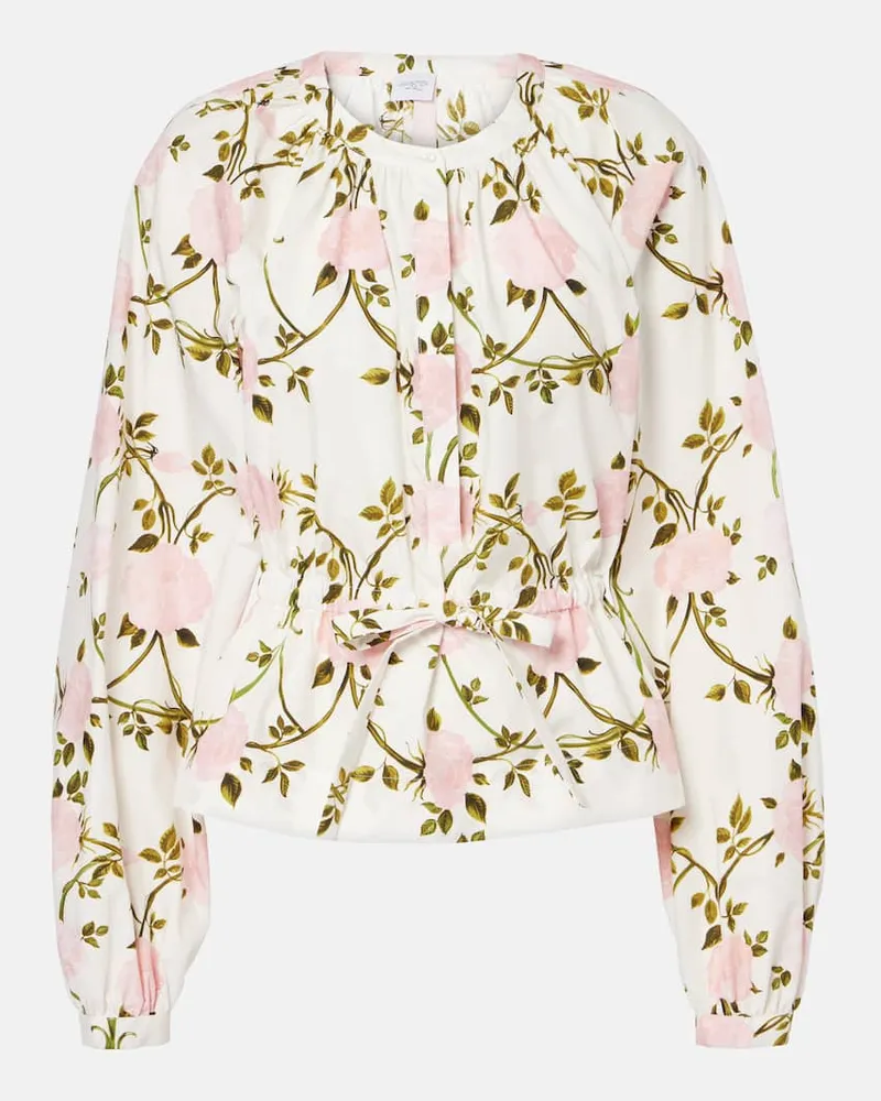 Giambattista Valli Blusa in cotone con stampa floreale Bianco