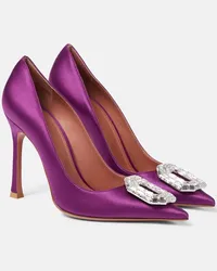 Amina Muaddi Pumps Camelia in raso di seta Viola