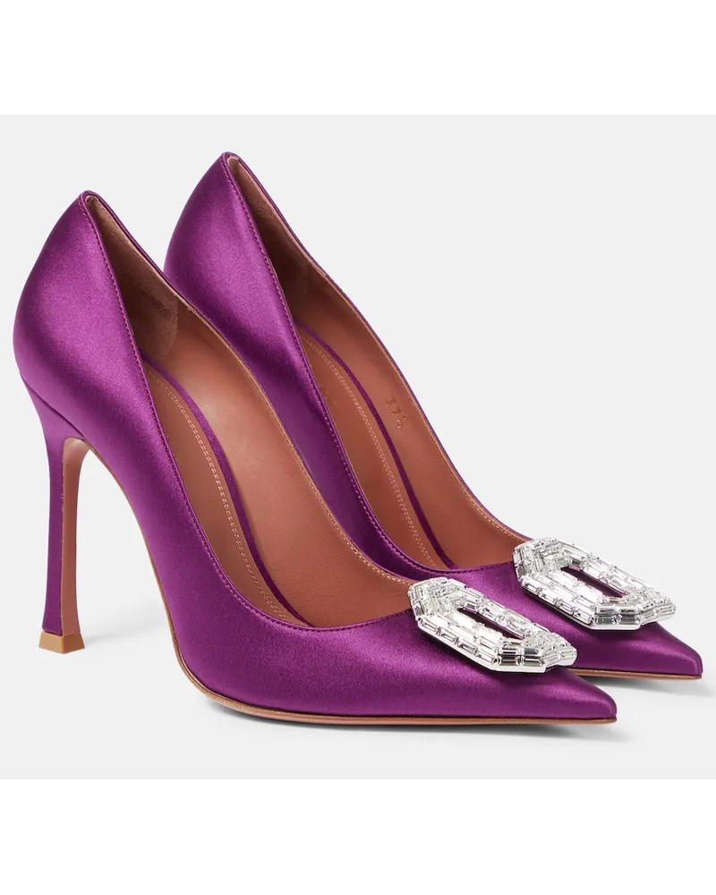 Amina Muaddi Pumps Camelia in raso di seta Viola