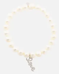 Sydney Evan Bracciale Love in oro bianco 14kt con diamanti e perle Bianco