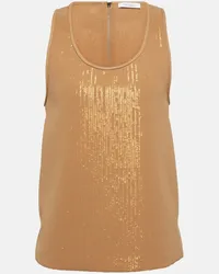 Max Mara Top Pistoia in georgette con paillettes Marrone