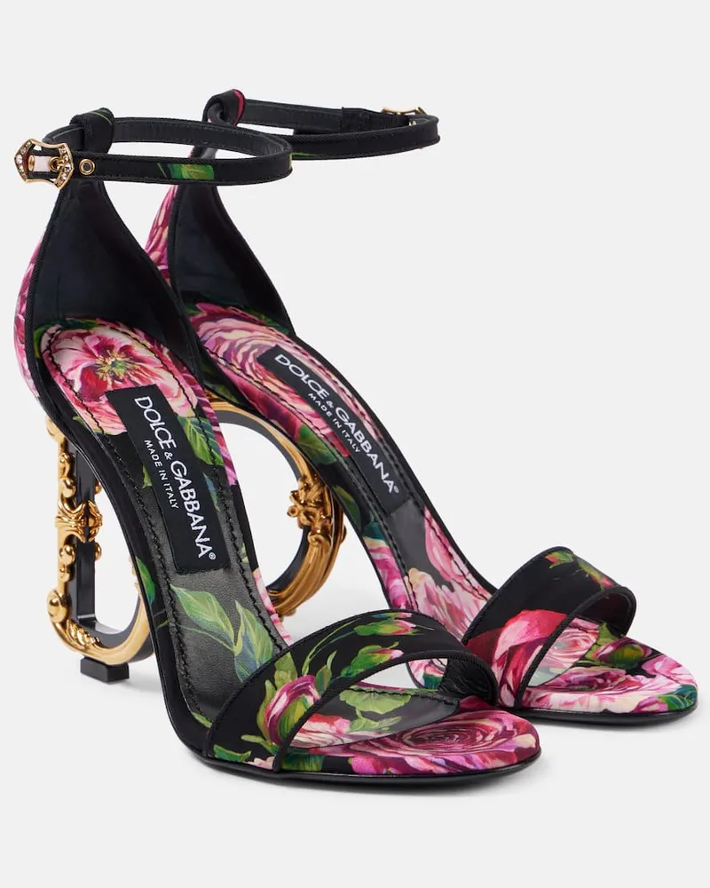 Dolce & Gabbana Sandali DG in pelle con stampa Nero
