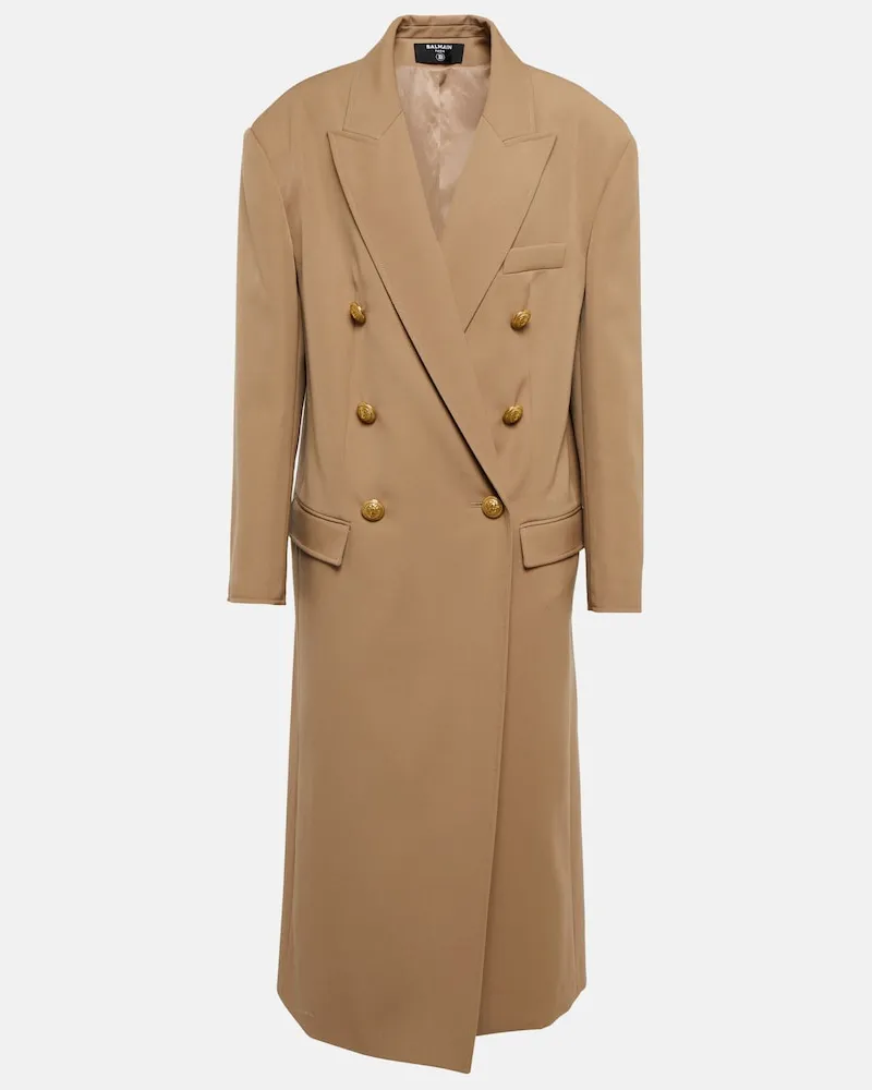 Balmain Cappotto oversize in lana Beige