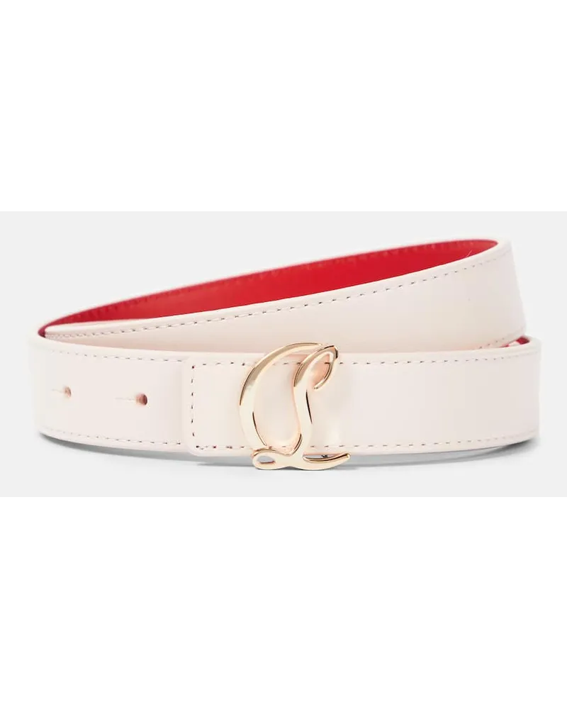 Christian Louboutin Cintura CL Logo in pelle Bianco